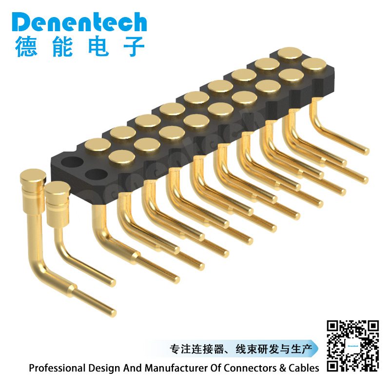 Denentech 2.00MM H1.27MM dual row female right angle pogo pin connector